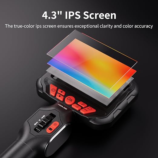 Two-Way Articulating Endoscope Camera with Light, Industrial Borescope with 0.24in Articulated Snake Inspection Camera, Flexible Fiber Optic Scope Cam for Automotive Aircraft Mechanics, 5.2FT