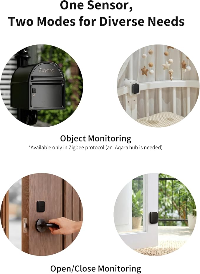 Aqara Multi-State Sensor P100, Thread/Zigbee Door and Window & Vibration Sensor, Open/Close or Object Monitoring, 10-Level Sensitivity, Supports Apple Home, Home Assistant, Alexa, Black