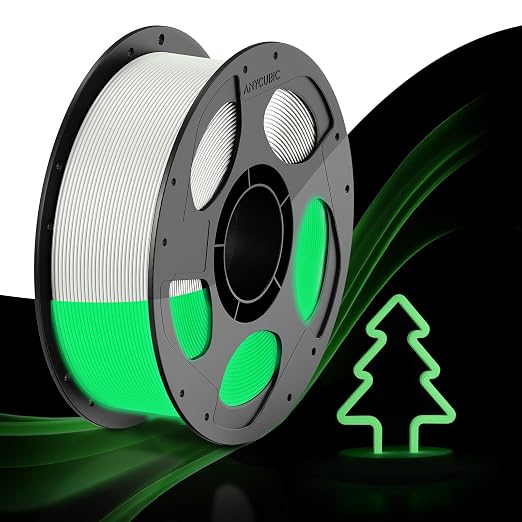 ANYCUBIC PLA 3D Printer Filament, Glow in the Dark, 3D Printing PLA Filament 1.75mm Dimensional Accuracy +/- 0.02mm, 1KG Reusable Spool (2.2 lbs), Glow Green