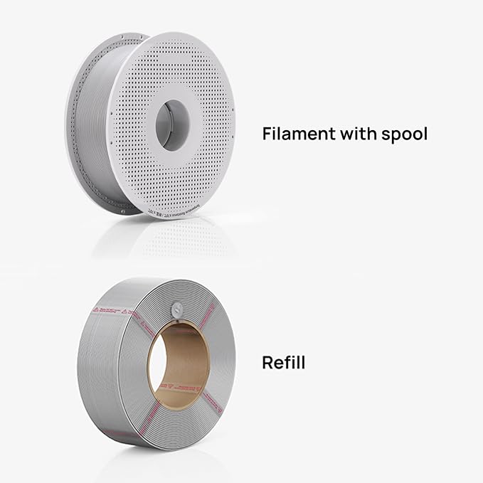 Bambu Lab PLA Silk+ Filament 1.75mm 1kg Spool - PLA 3D Printer Filament, Smooth Finish, Low Warp, Easy to Print, Compatible with Bambu Lab & Most FDM 3D Printers - Silver (13109) - Spool