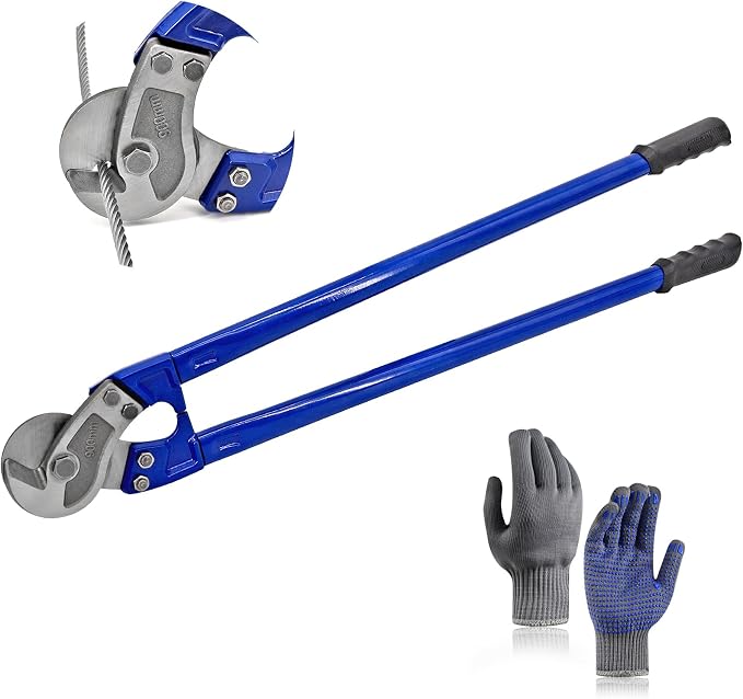 36” Heavy Duty Wire Rope Cutter,Steel Wire Cutters w/Ergonomic Handle Design, Hardened Cable Cutter Cuts Up to 5/8" for Wire rope, Stainless Steel Wire, Copper and Aluminium Cables