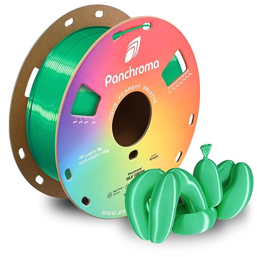 Polymaker Panchroma Silk PLA Filament 1.75mm for 3D Printing, 1kg, Green | Neatly Wound, High-Gloss Finish PLA, Easy Print & Smooth Feeding, Compatible with Bambu Lab & Most 3D Printers