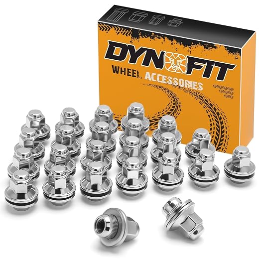 Dynofit M14x1.5 Lug Nuts Compatible with 2024-2026 Toyota Tacoma, 2022-2026 Tundra,2025-2026 4Runner,24PCS 14x1.5 OEM Chrome Wheel Lug Nuts 13/16" Mag Washer Seat More Wider,One-Piece Design