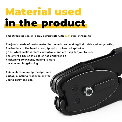 Strapping Sealer/Crimper for 5/8" Steel Strapping Band Manual Banding Tool with 13" Extended Handle