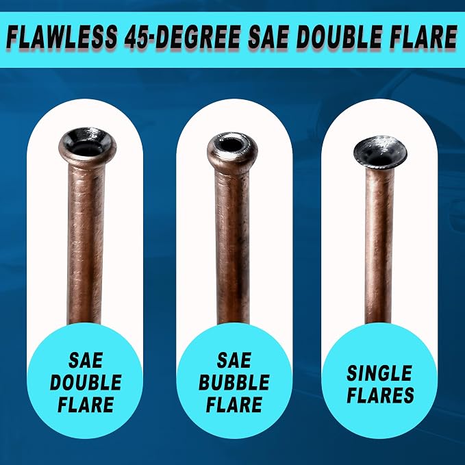 Brake Line Flaring Tool Kit, 3/16" 1/4" SAE Double Flare Tool for Brake Lines, Creates Single Double Bubble Flares for Vehicle Brake & Hydraulic Lines