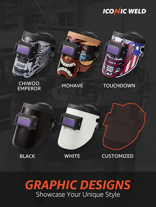 Auto Darkening Welding Helmet - Flip Up Lens, Lightweight, Shade #4/9-13 (White)