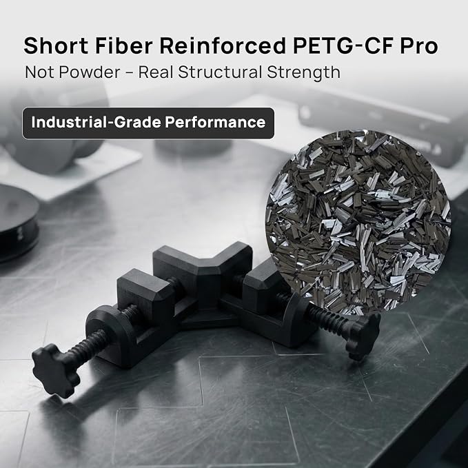 Siraya Tech PETG-CF Pro HF 3D Printer Filament – Industrial-Grade High-Speed Carbon Fiber PETG, Exceptional Impact & Heat Resistance, Minimal Warping, High Flow for Rapid Printing (1kg, Matte Black)