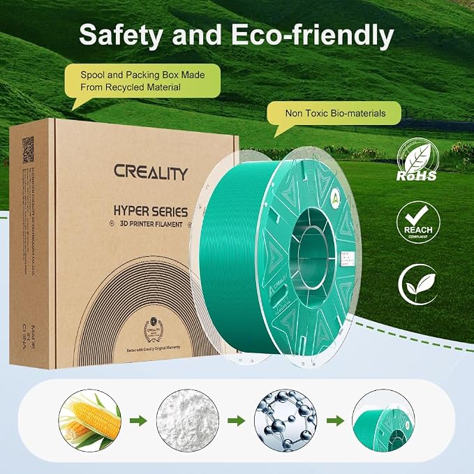 Creality Hyper PLA Filament 1.75mm, RFID 3D Printer Filament for High Speed 30-600mm/s, PLA Filament Support CFS, Fits for K2 Plus Combo and Most 3D Printers 1kg(2.2lbs)/Spool