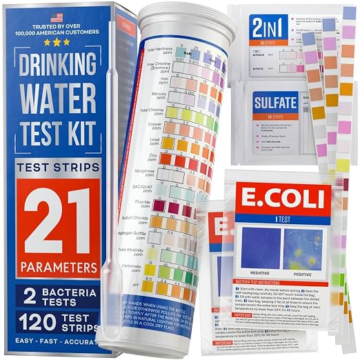 Bestprod All-New 21 in 1 Drinking Water Testing Kit Strips, Home Tap and Well Water Test Kit for Hardness, Lead, Iron, Copper, Chlorine, Fluoride