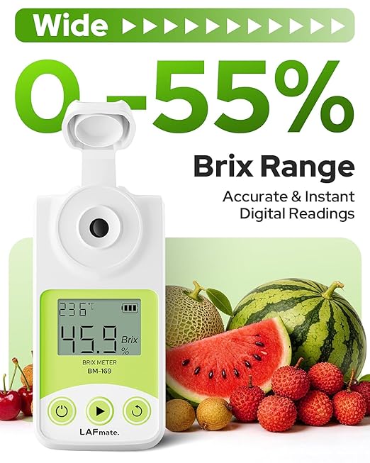 Digital Refractometer Range 0-55% Brix for Wine Making, Home Brewing, Brix Refractometer with ATC for Coffee, Juice,Fruit Brix Meter