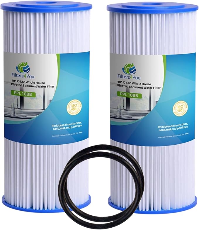 CFS – Pleated Water Filter Cartridges Compatible with FXHSC, R50-BBSA, R50-BB, WFHDC3001, W50PEHD, GXWH40L Models – Removes Bad Taste – Whole House Replacement Filter Cartridge (2 Pack + 2 O-Rings)