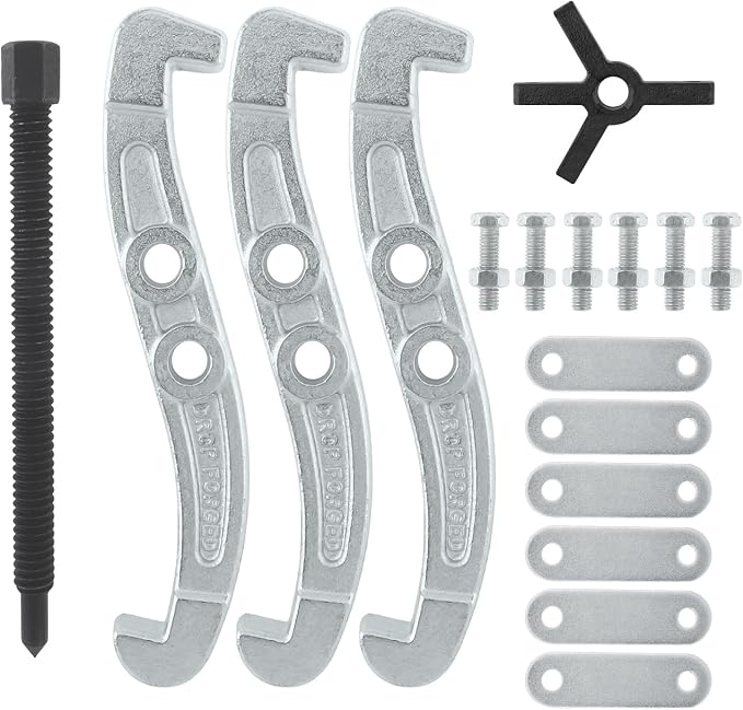 ChgImposs 10 Inch 3-Jaw Gear Puller, 2 Jaw 3 Jaw Puller for Pulley Gears Bearings and Flywheels, Heavy Duty Pulley Puller with Reversible Jaws, High Carbon Steel Removal Tool Bearing Puller Tool