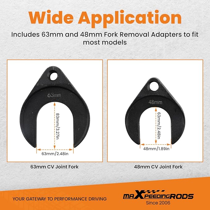 maXpeedingrods Slide Hammer Cv Axle Puller, Inner CV Axle Removal Tool with 48mm 63mm CV Joint Fork Adapter, Front Wheel Drive Axle Pulley Attachment