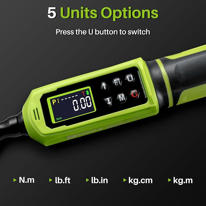 Digital Torque Wrench 3/8"Drive-0.66-44.25Ft.Lb for Bike Motorcycle | Electronic Torque Wrench(0.9-60N.m), Vibration Buzzer LED Indicator, ±2% Accuracy 5 Units for Precision Parts Engine Repair