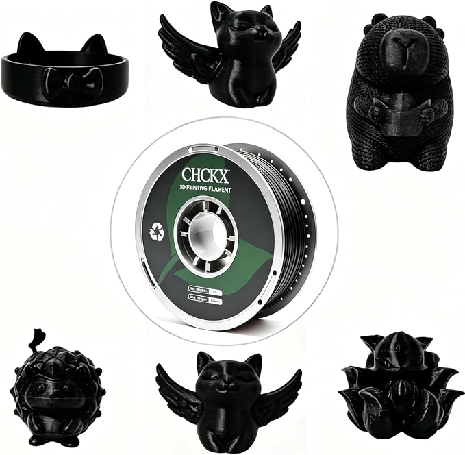 Matte Black PETG Filament 1.75 mm 10kg Bundle, Dimensional Accuracy +/- 0.02mm, 1kg Spools (10 Rolls) for FDM 3D Printers