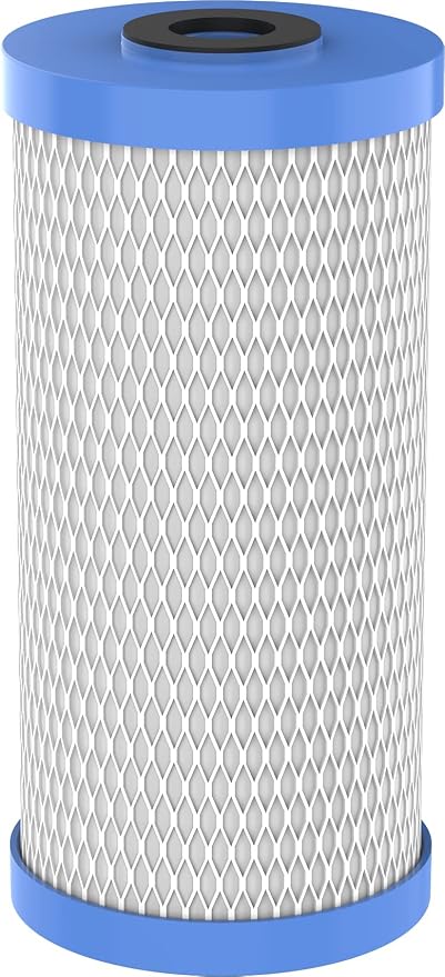 Pentair Pentek EPM-BB Big Blue Carbon Block Water Filter, 10" x 4.5", 10 Micron, 15,000 Gallon Capacity, Bonded PAC, Whole House Chlorine Taste & Odor Reduction, Pack of 4