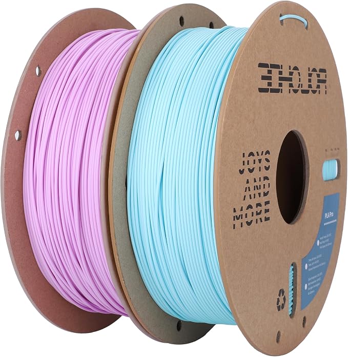 3DHoJor PLA Pro (Plus) Filament 1.75mm, 3D Printer Filament, Cardboard Spool 3D Printing Filament, Dimensional Accuracy +/- 0.03 mm-2 Pack Lilac+Baby Blue