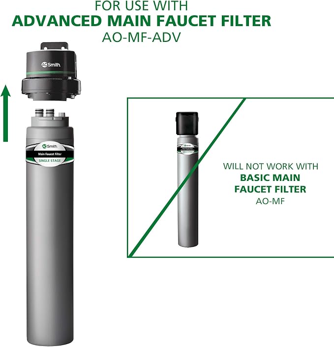 AO Smith Advanced Direct Connect Under Sink Replacement Filter for AO-MF-ADV System - Claryum Filtration Reduces Up To 99% of 78 Harmful Contaminants - AO-MF-ADV-R