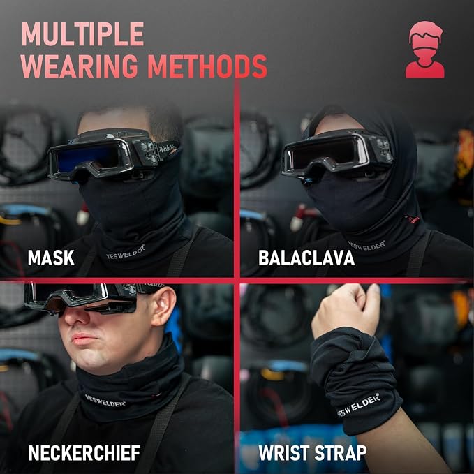YESWELDER 25 LB & 50LB Welding Magnet-4 Pieces of Magnetic Welding Holder 25 LBS /50 LBs Holding Power & Flame Resistant Neck Gaiter, Welding Face Mask Black Headwear Bandana