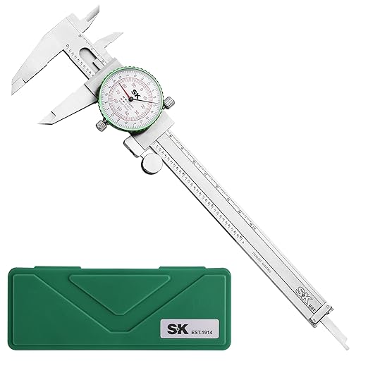SK Dial Caliper, 6-Inch/150mm Caliper Measuring Tool with Dual SAE/Metric Scale, 4 Measurement Methods Stainless Steel Calipers, ±0.001 inch/0.03mm Accuracy