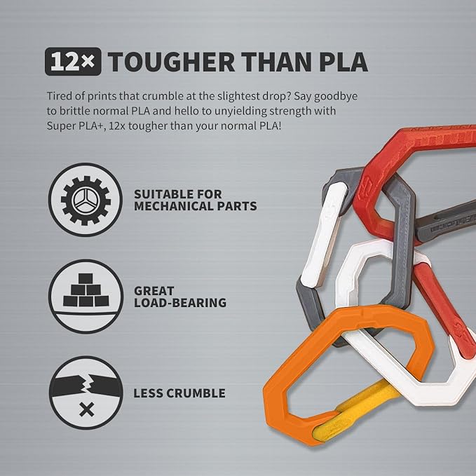 OVERTURE Super PLA+ Filament 1.75mm, Toughness Enhanced PLA Plus, Professional Toughness 3D Printer Filament 1kg (2.2lbs), High Precision +/- 0.02mm (Orange)