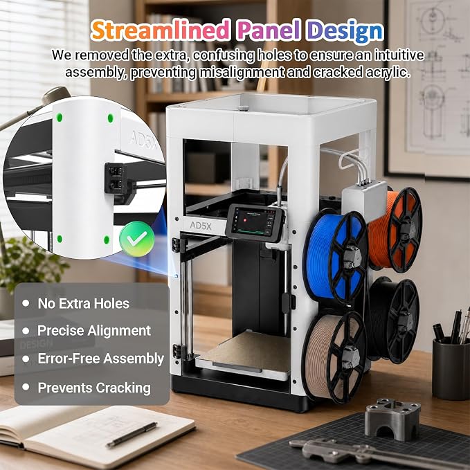 AD5X Enclosure Kit for Flashforge | Reduces Noise, Odor and Dust, Stable Temp to Prevent Warping, Precise Alignment, DIY Custom Colors, High-Temp Printing