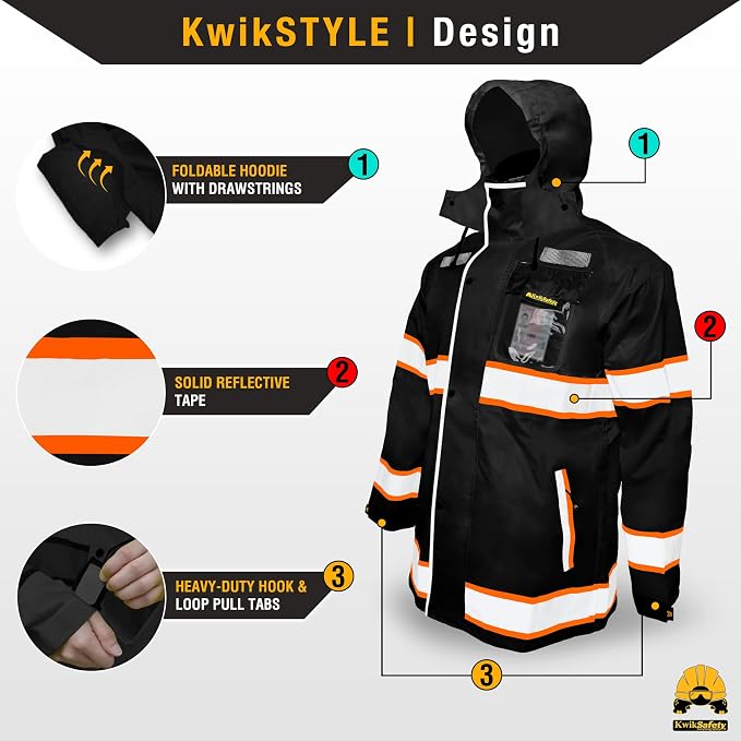 KwikSafety - Charlotte, NC - TORRENT Rain Jacket & Trench Coat ANSI OSHA Class 3 High Visibility Jacket Hi Vis Rain Gear