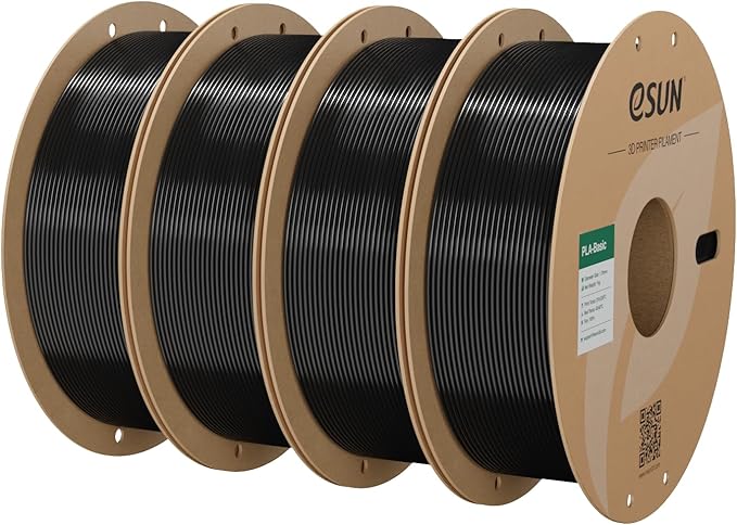 eSUN PLA Filament 1.75mm, 3D Printing PLA Basic Filament 1.75mm Dimensional Accuracy +/- 0.03mm, 1kg per Carboard Spool, 4KG 3D Printer Filament, Black