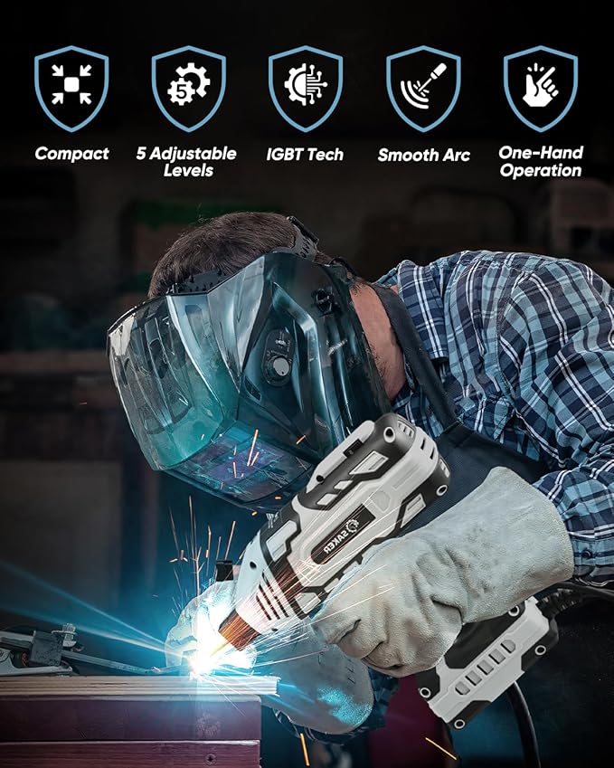 Saker Portable Welder Handheld Welding Machine with 5-Level Current Adjustment, IGBT ARC Welder Gun with 40 Welding Rods, 110V Plug & Play for DIY Home Garage Metal Welding