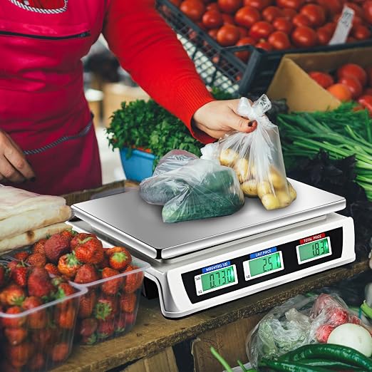 Copkim Commercial Food Scale Digital Weight Food Electronic Price Computing Accurate Meat Produce Scale with LCD Display for Kitchen Farmers Market Deli Shop Retail(88lb/40kg)