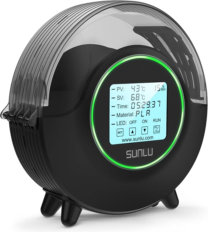 SUNLU Official Filament Dryer S2, for PLA PETG ABS Filament, Black | Upgraded 3D Filament Dryer with 360°Heating Fan, Filament Dehydrator, One-Key Set with 4.6" Touch Sreen