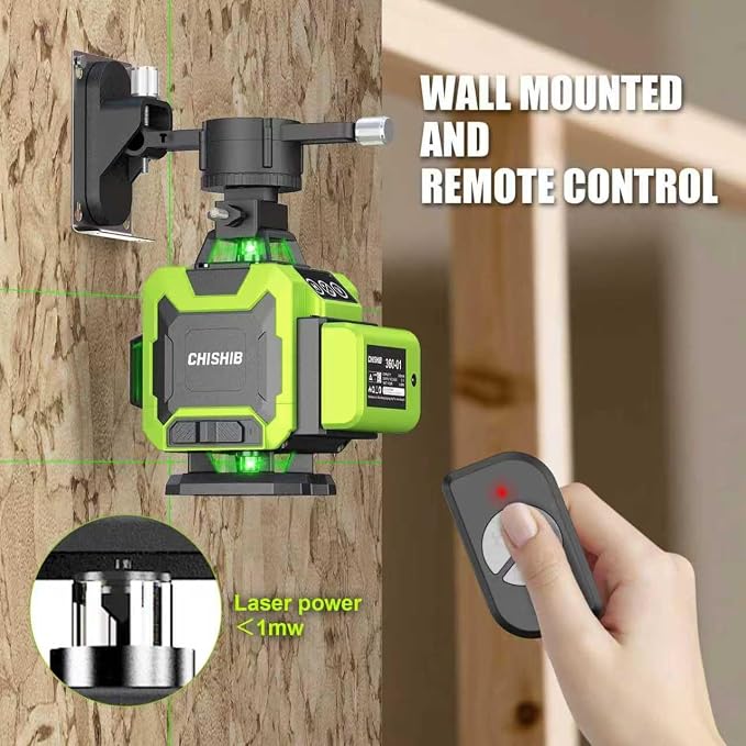 Laser Level with Tripod, Self Leveling Laser Level 4x360°, Green Line Laser 4D Laser Leveler Tool with 2Pcs Lithium Batteries for Picture Hanging, Tile, Home Renovation, Indoor