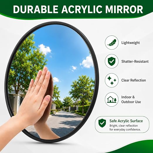 BESEA 24 Inch Convex Safety Mirror, Wall Mounted Blind Spot Traffic Mirror for Garage, Warehouse, Store and Office, Wide Angle Security Mirror with Clear Visibility