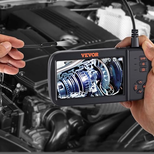 VEVOR Triple Lens Endoscope Camera, 4.5" IPS Screen Borescope Inspection Camera with 1080P Lens, 10 Adjustable Light, 2860 mAh Battery, Waterproof & Oilproof Endoscope for Auto, Wall, Drain Inspection