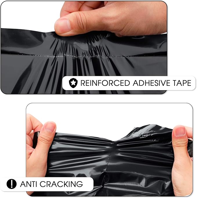 Metronic Poly Mailers 12x15.5 100pack Black Shipping Bags for Clothing, Self-Sealing Waterproof Poly Bags Shipping Envelopes for Small Business Mailing Packaging