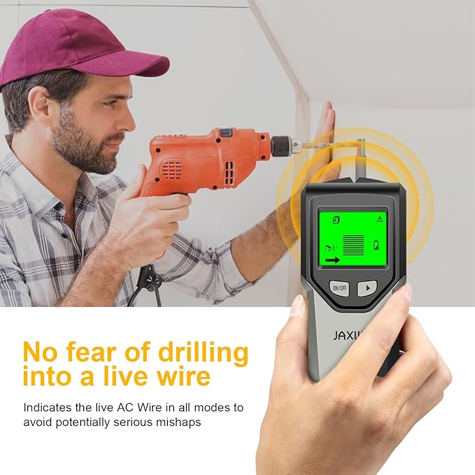 Stud Finder Wall Scanner - 5 in 1 Stud Finder Tool w/Smart Chip and HD LCD Display, Stud Detector Beam Finders for the Center and Edge of Wood AC Wire Metal Studs Joist Pipe (Grayish)