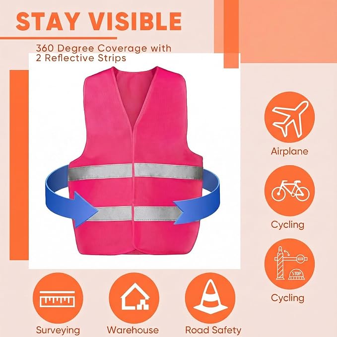 Tarpop 60 Packs Safety Vests Pack High Visibility Construction Vests Reflective Working with 2 Reflective Strips