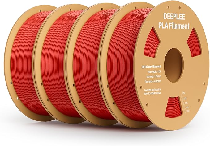 PLA 1.75mm 3D Printer Filament, Dimensional Accuracy +/- 0.02mm, Neatly Wound, No Clogging, Vacuum Package, Fits for Most FDM 3D Printers, Cardboard Spool 4kg Red