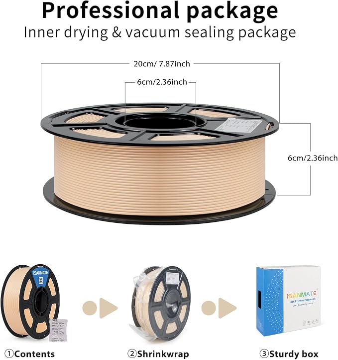 iSANMATE 3D Printer Filament ASA Natural Beige, UV & Weather Resistant ASA Filament Perfect for Outdoor Functional Parts, for Bambu Lab 3D Printers,AMS,AMSLite, 1kg Spool (2.2lbs)