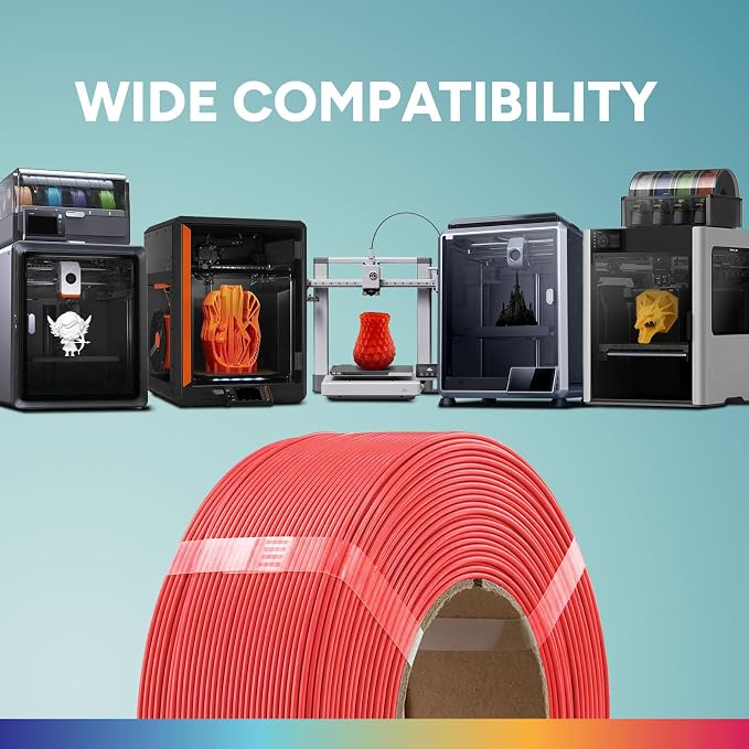 OVERTURE High Speed PLA Filament Refill 1.75mm, Rapid PLA Spoolless 3D Printing Filament, 1kg (2.2lb) Refilament for Bambu Lab, Accuracy +/- 0.02mm, Fit Most FDM Printers (Red)