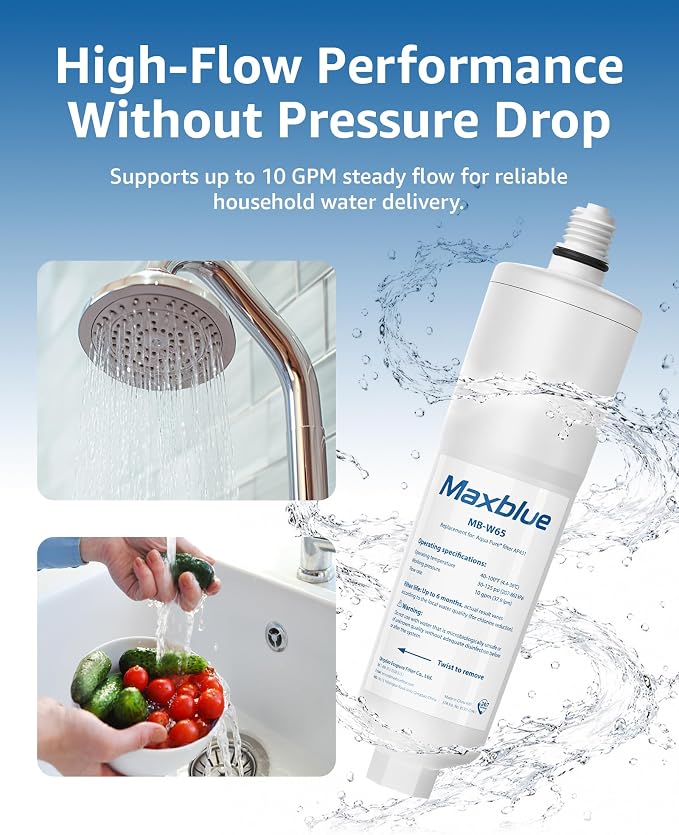 Maxblue Scale Inhibitor Water Filter Replacement for Aqua-Pure® System AP431, Aqua-Pure® AP430SS Whole House Scale Inhibition Inline Water System, Pack of 3