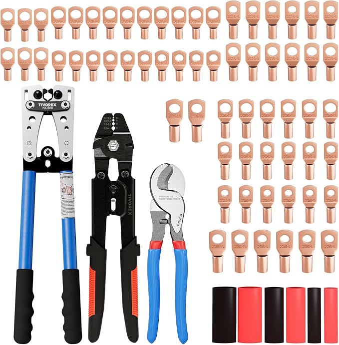 Battery Cable Lug Crimping Tool Kit for AWG 8-1/0 Electrical Lug, Wire Rope Crimping Tool for Aluminum Crimping Loop Sleeves up to 2.2mm