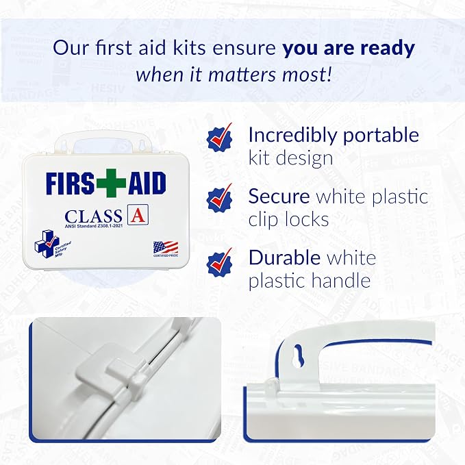 Certified Safety Mfg Class A 21 Plus - 138pc USA-Made ANSI & OSHA Compliant First Aid Kit - Emergency Medical Supplies for Minor Injuries - First Aid Kits for Businesses, Homes, & More