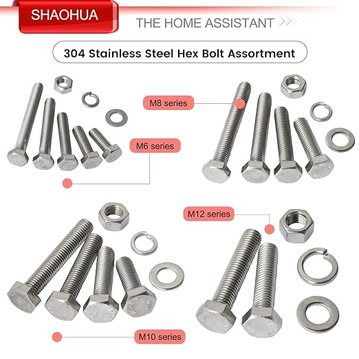 M6 M8 M10 M12 Metric Bolts and Nuts Assortment Kit 16mm to 60mm 304 Stainless Steel Hex Head Nuts Bolts Washers Assortment 15 Metric Size Nuts and Bolts Assortment Kit w/Storage Case, 232PCS, SHAOHUA