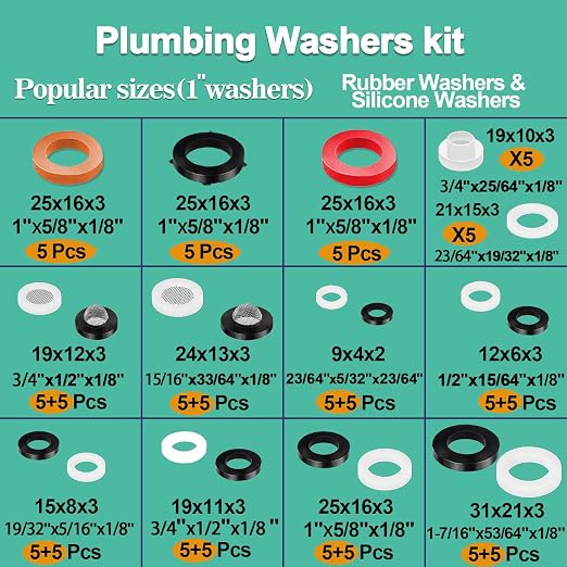XBVV 560 Pcs Faucet Washers & SAE O Ring Kit and 258 Pcs Plumbing Rubber Washers Kit for Faucet Plumbing Hydraulic Sealing Repair