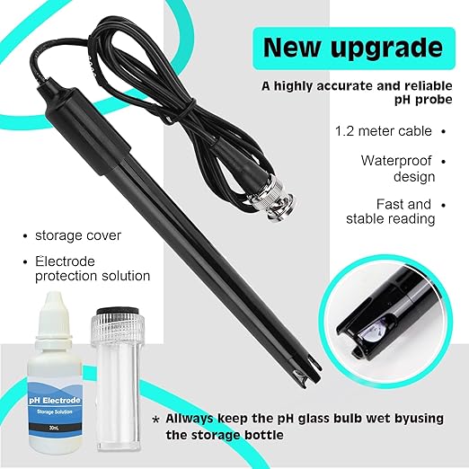 Smart pH Meter for Laboratory, Digital pH Tester, Accurate Hydroponic pH Test Kits, pH Meter with line for Pool Aquarium Water Treatment Accurately Measure and Monitor pH in Wide Range of Media