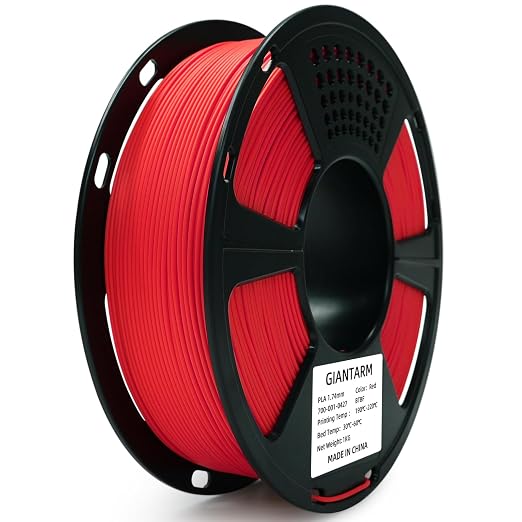 GIANTARM 3D Printer Filament, Red Pla Filament, 1Kg(2.2lbs) Spool, 1.75mm Dimension Accuracy +/- 0.03mm, 3D Printing Filament