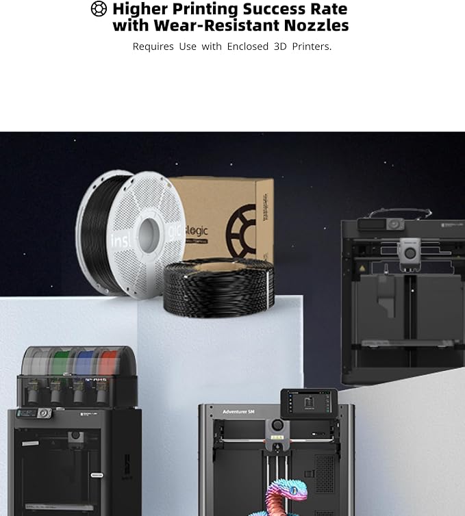 Inslogic PC-ABS Filament 1.75mm, Black Polycarbonate Filament 1.75mm Blend with ABS 1kg - Tough and Heat Resistant 1.75mm 3D Printer Polycarbonate Filament, Dimensional Accuracy +/- 0.02mm