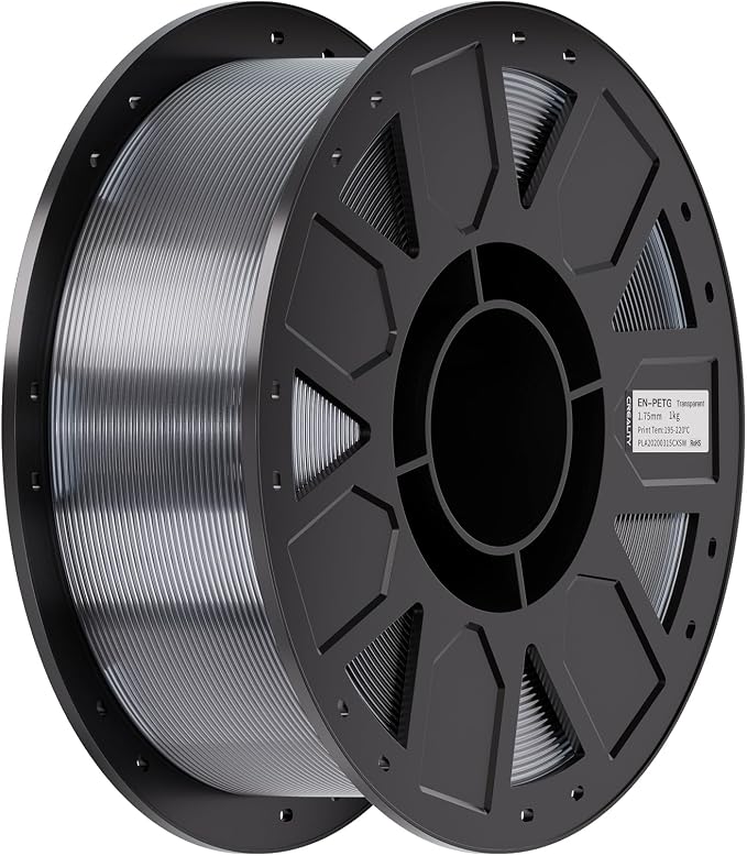 Creality Ender PETG 3D Printer Filament 1.75mm 1KG (2.2lbs), High Precision, Strong Toughness, Odorless, Better Flow, Moistureproof 3D Printing Ender PETG Filament, Transparent