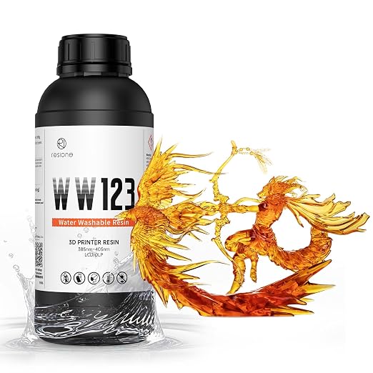 RESIONE Water-Washable 3D Printer Resin, Clear Flaming Orange, – Low Odor, Fast Curing, High Precision Photopolymer Resin for LCD DLP MSLA, Easy to Clean with Water, Beginner Friendly, 1KG